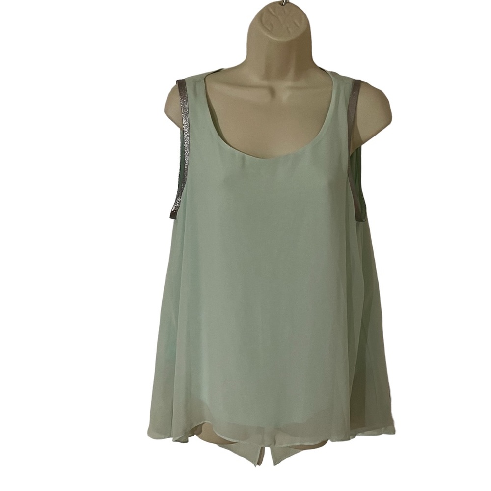 Jennifer Lopez size large JLO mint green sleeveless scoop neck chiffon like NWOT